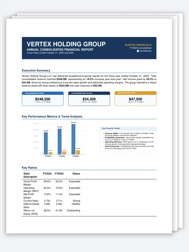 Balance Sheet & Income Statement LaTeX template, first page preview