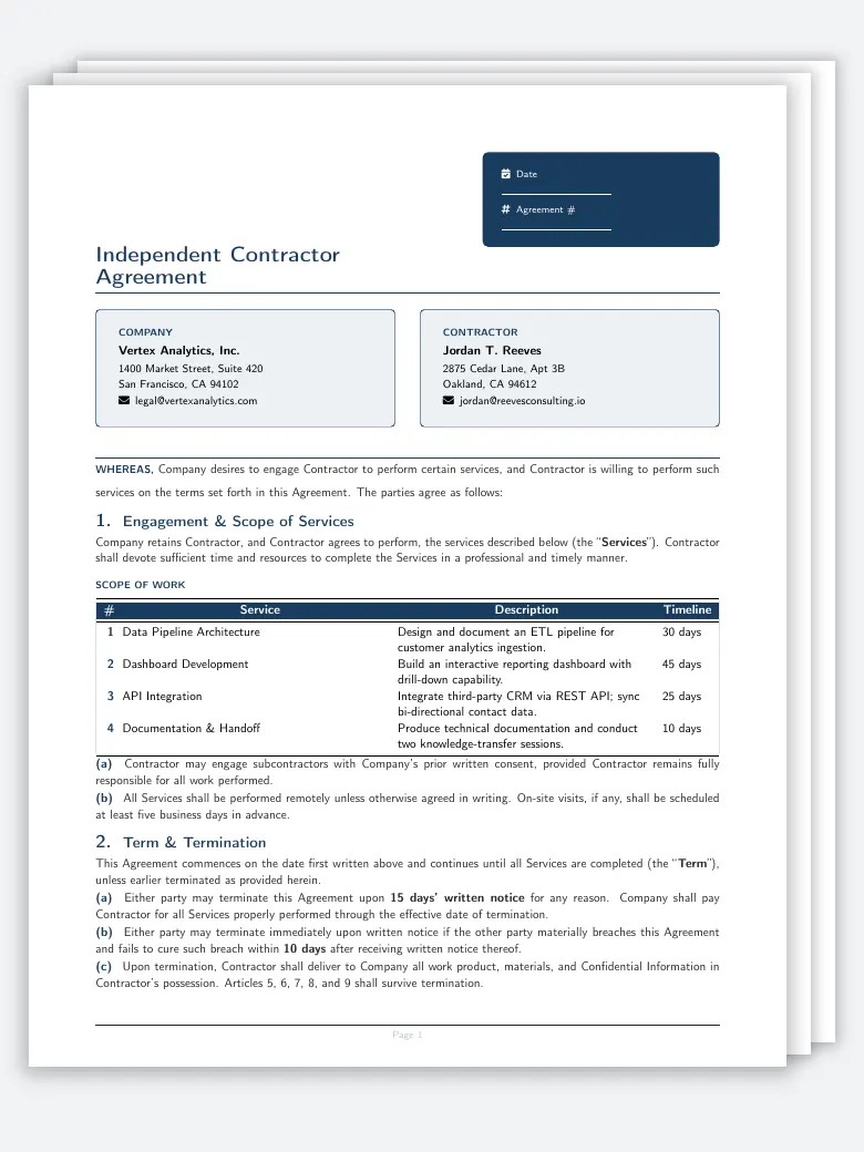 Independent Contractor Agreement preview