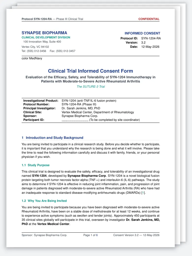 Informed Consent Form for Medical Trials preview