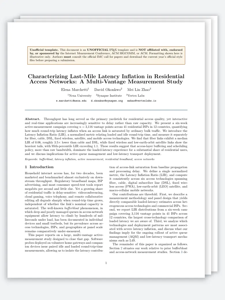 Internet Measurement Conference Paper preview