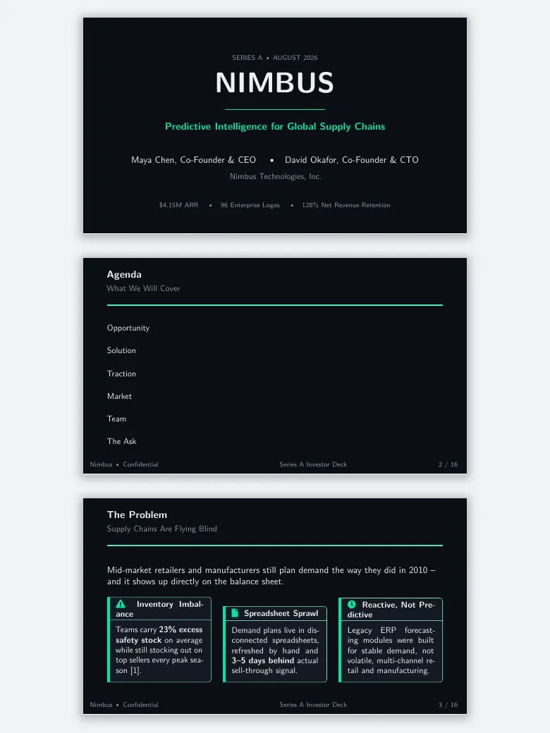 Investor Pitch Deck (Minimalist Dark) preview
