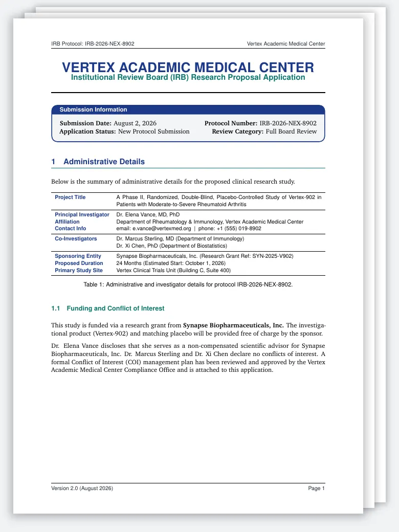 IRB Research Proposal Application preview