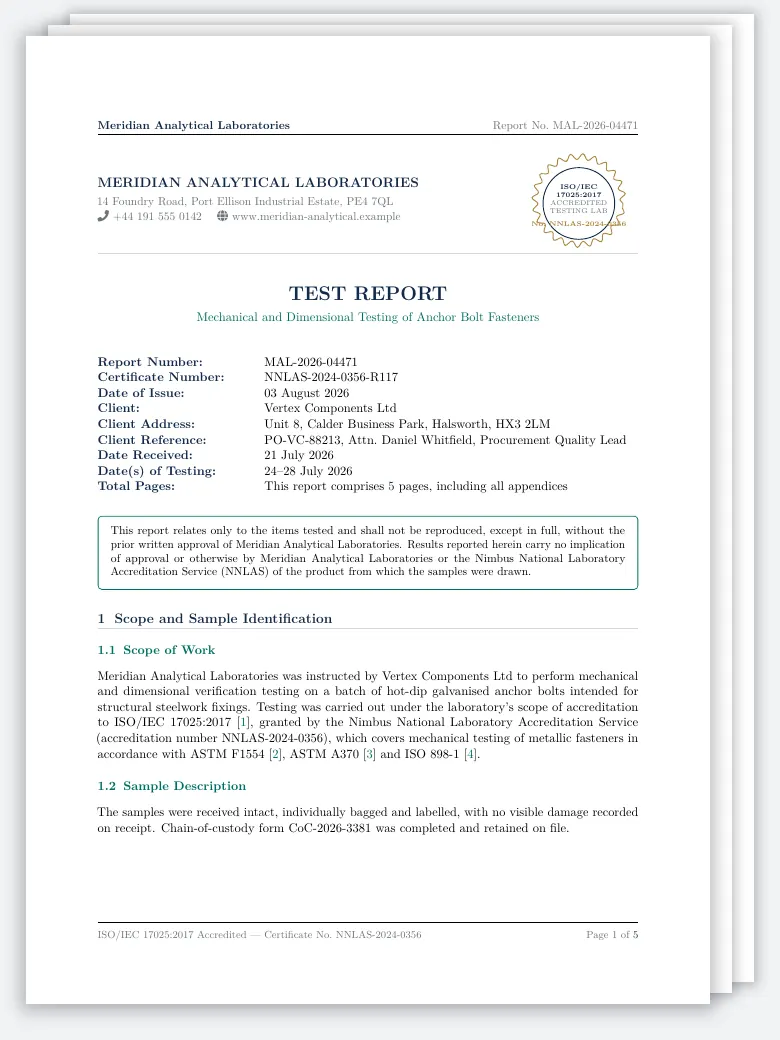 ISO/IEC 17025 Test Report preview