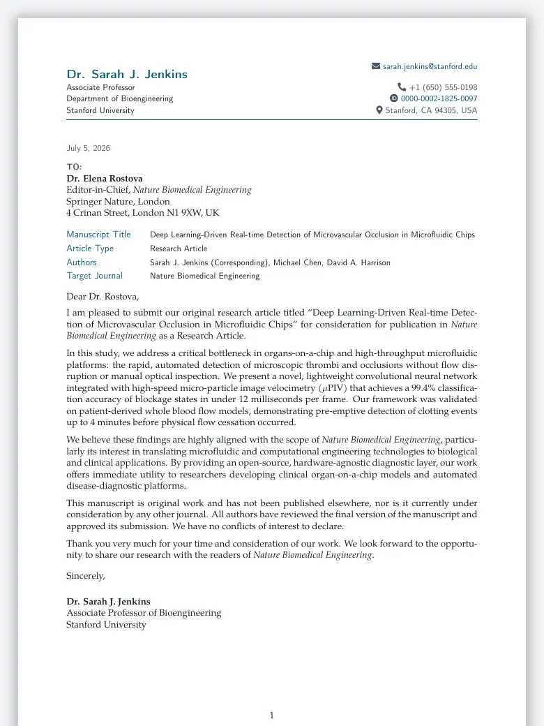 Journal Cover Letter preview