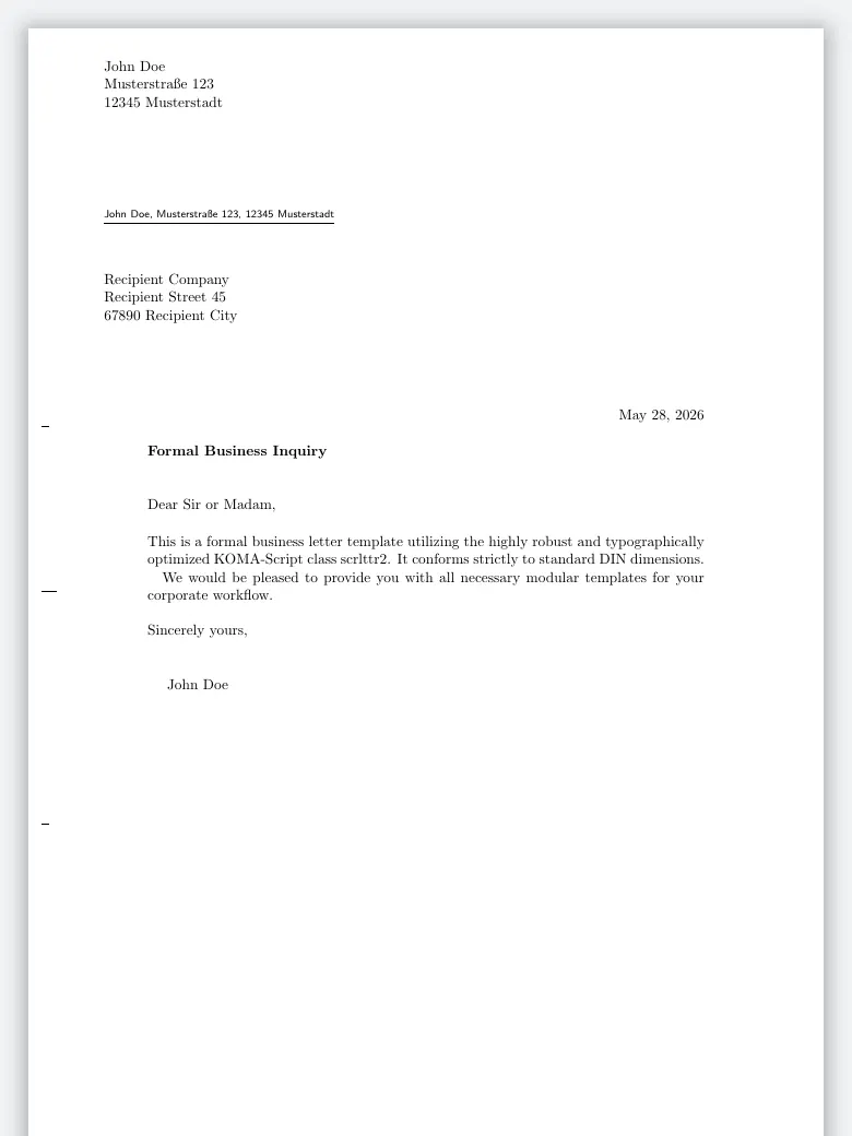 KOMA-Script Letter preview