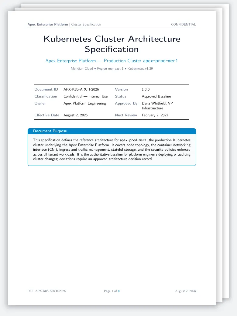 Kubernetes Cluster Architecture Specification preview