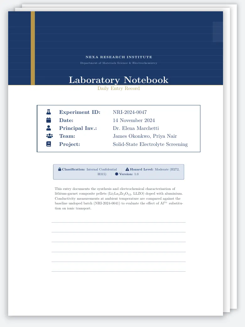 Laboratory Notebook Daily Entry preview