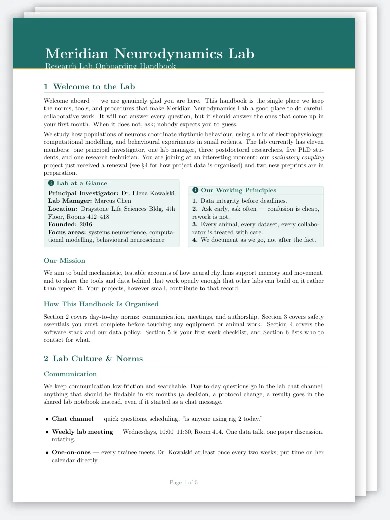 Research Lab Onboarding Handbook preview