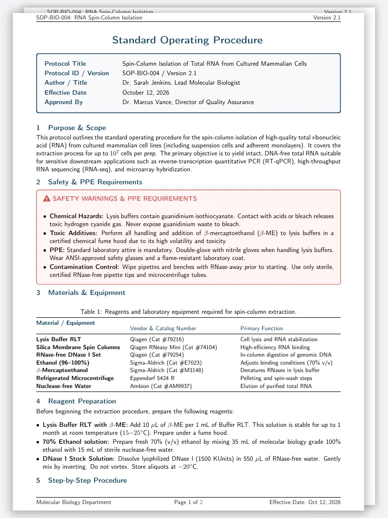 Lab Protocol / SOP preview
