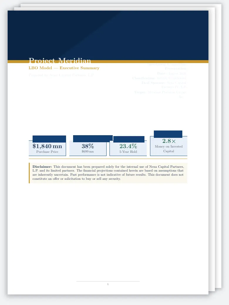LBO (Leveraged Buyout) Model Executive Summary preview