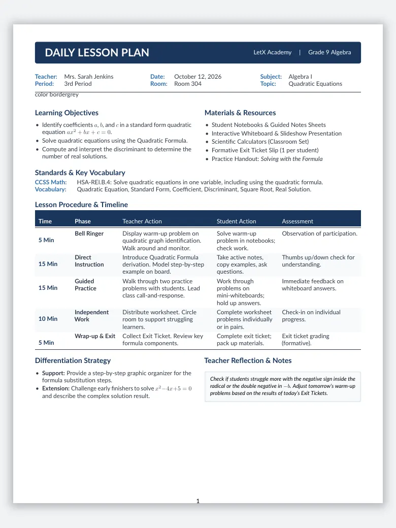 Teacher Lesson Plan preview
