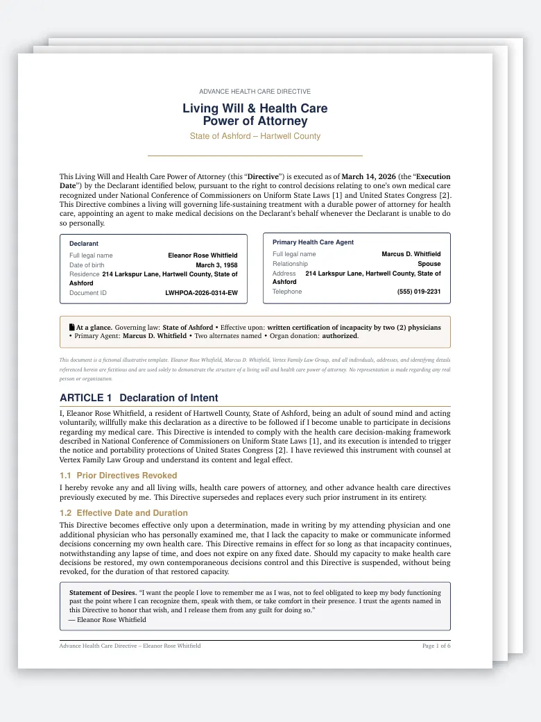 Living Will & Healthcare Power of Attorney