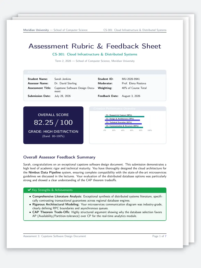 Marking Rubric and Feedback Sheet preview