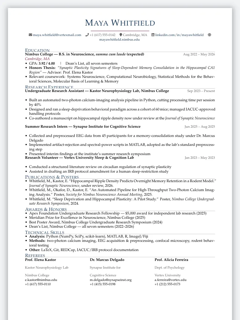 Master's Program Application CV