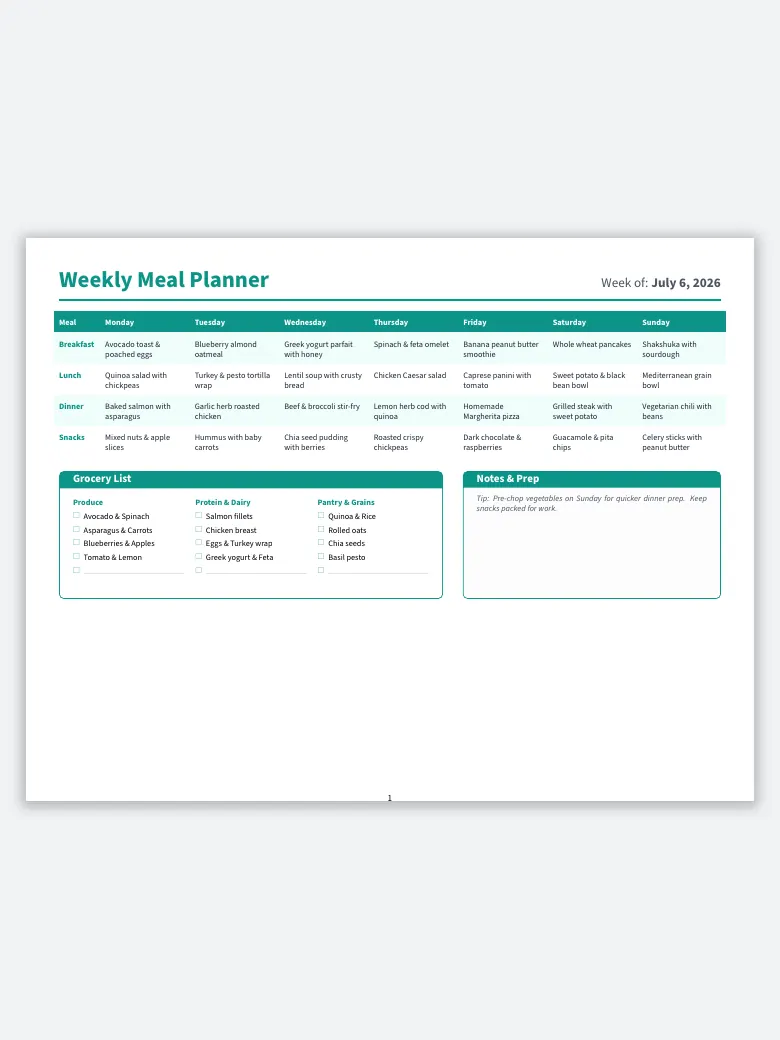 Weekly Meal Planner preview