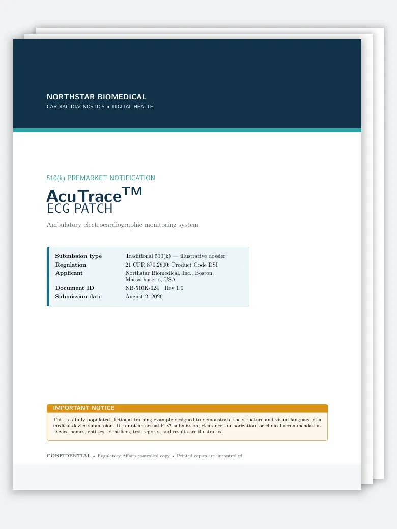 Medical Device Regulatory Submission (FDA 510k) preview