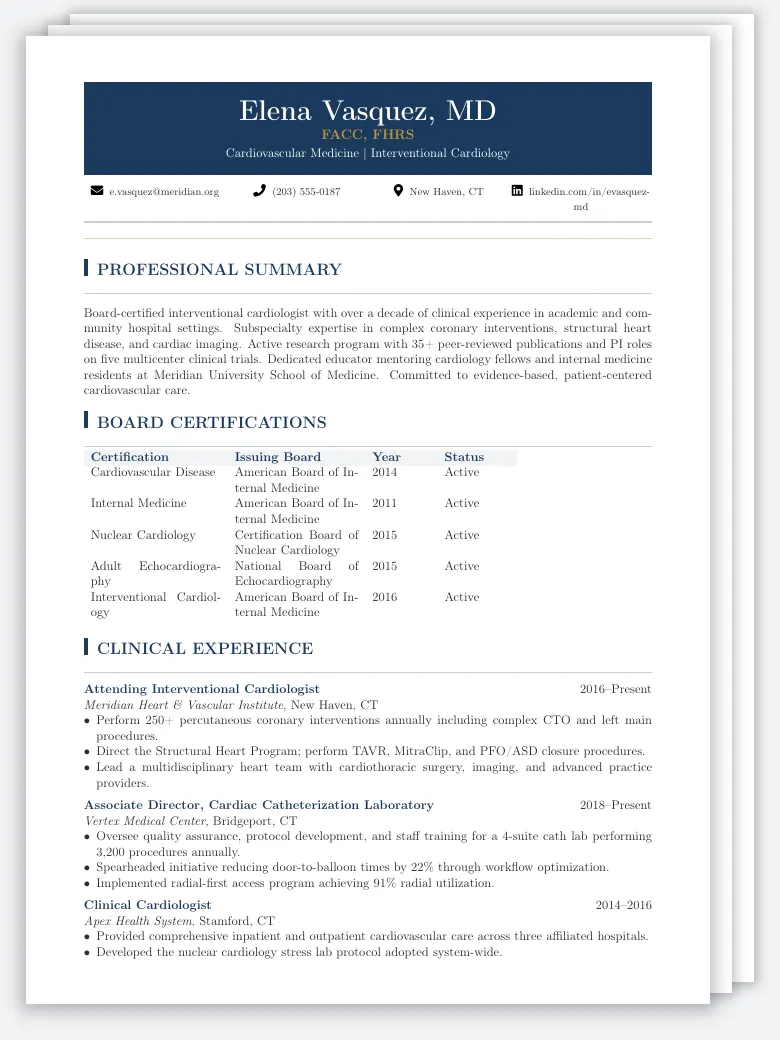 Medical Doctor CV preview