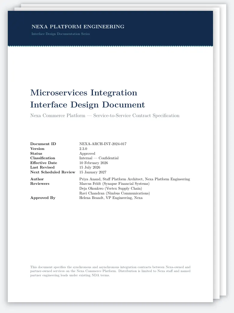 Microservices Integration Interface Design Document preview