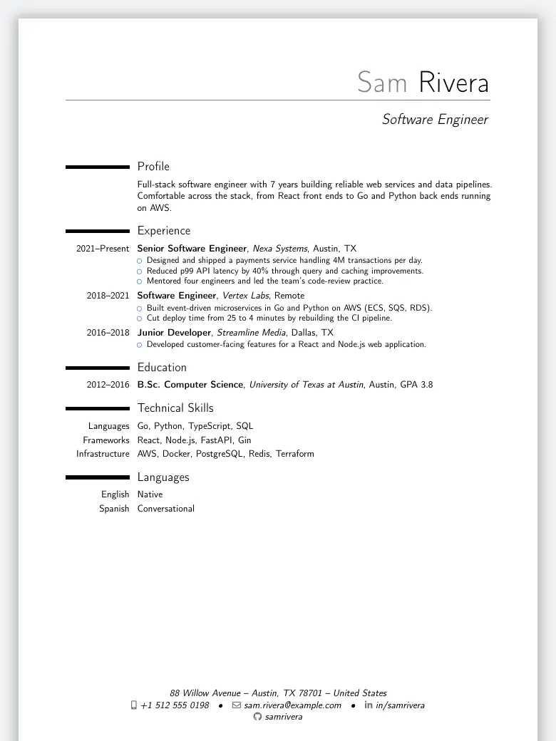 ModernCV preview
