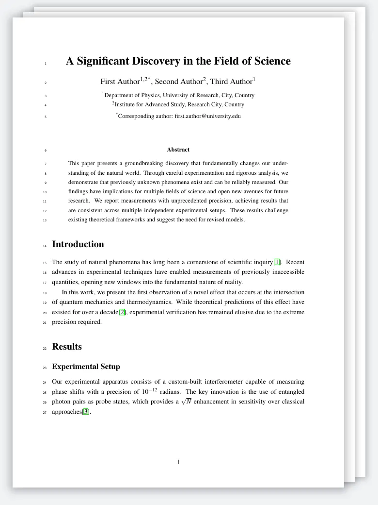 Nature Article Template preview