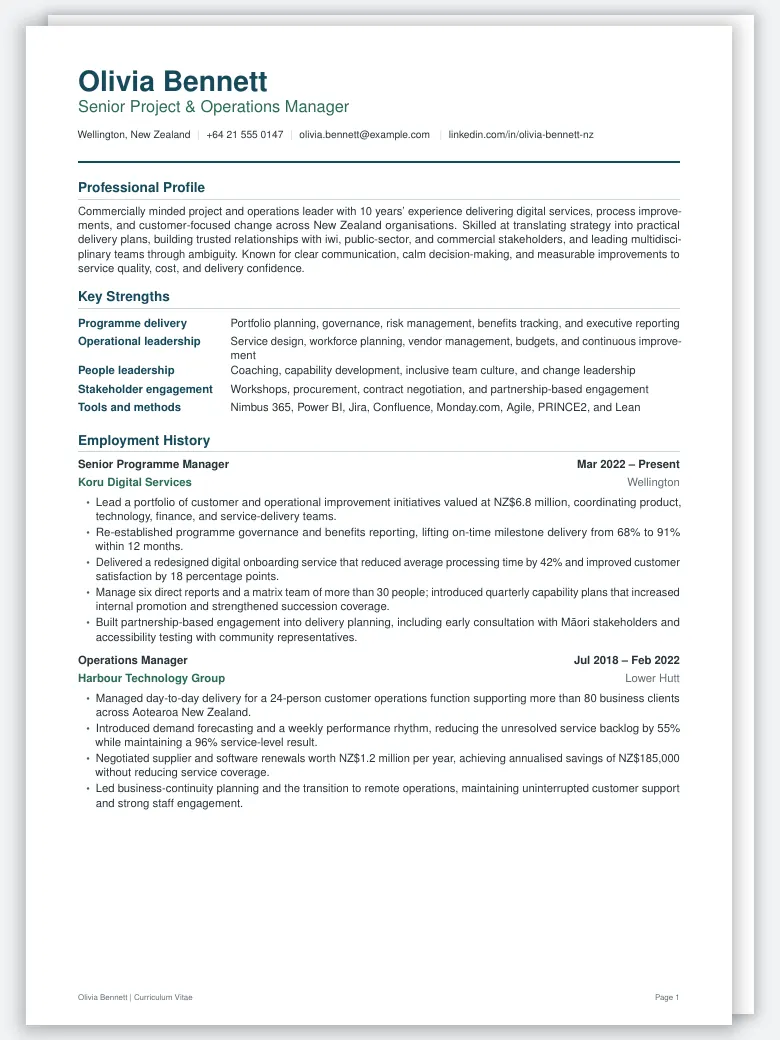 New Zealand Standard CV preview