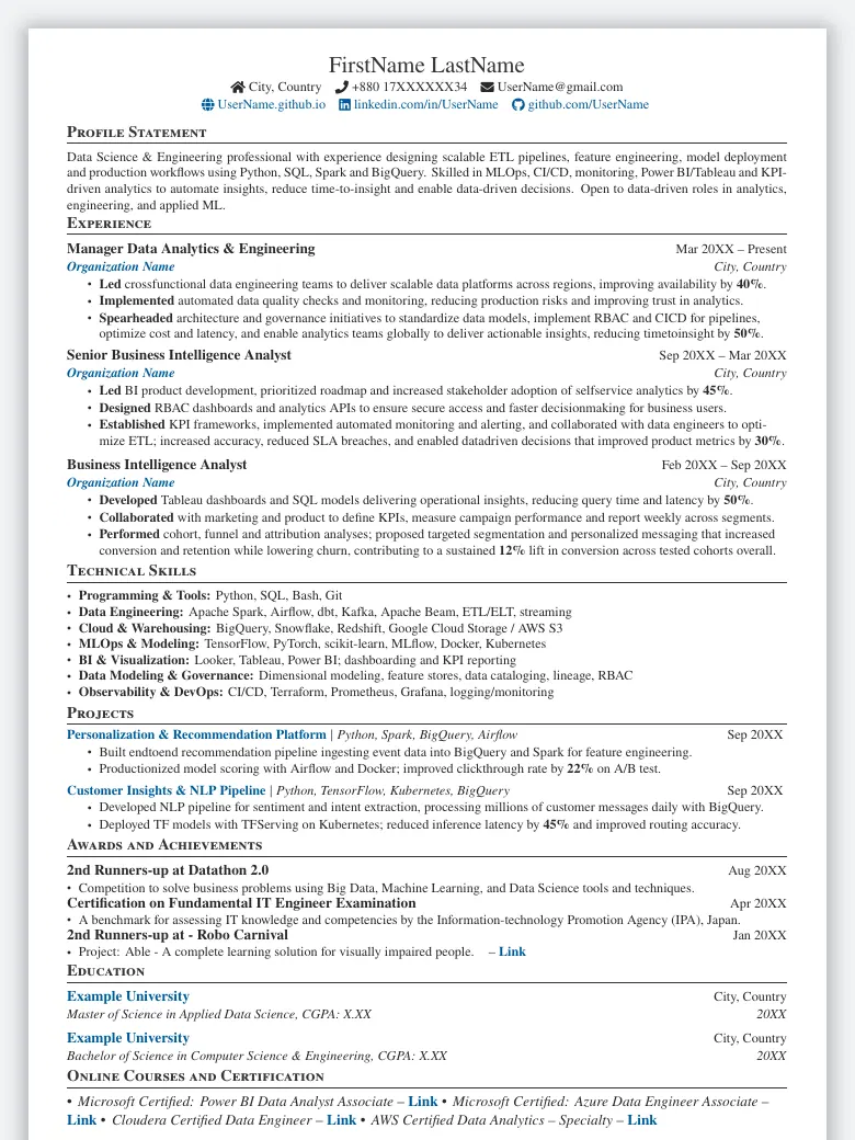 nextcv - ATS-friendly Modular LaTeX CV Template preview
