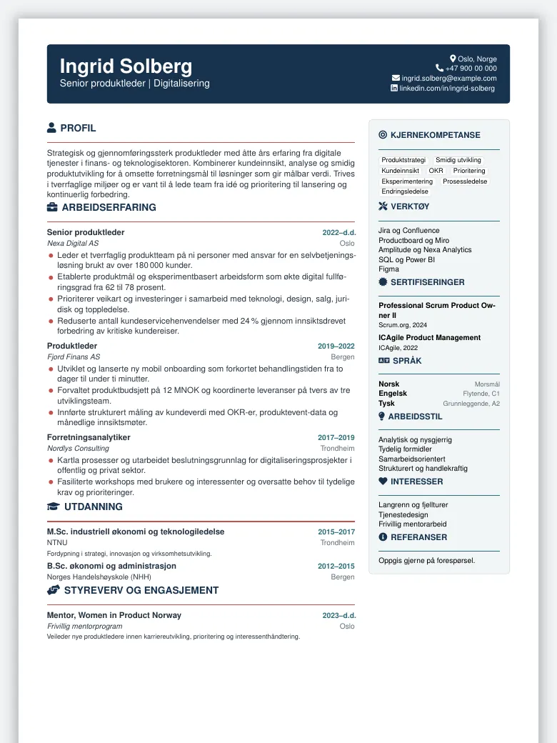 Norwegian CV preview