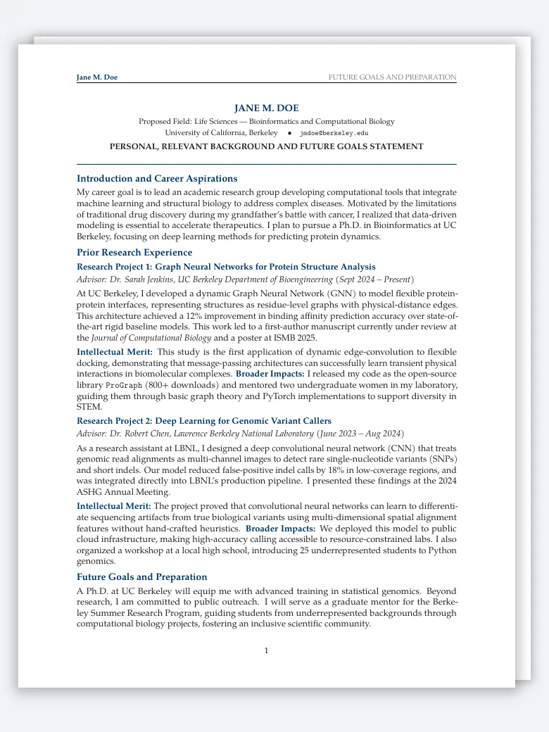 NSF GRFP Fellowship Statements preview