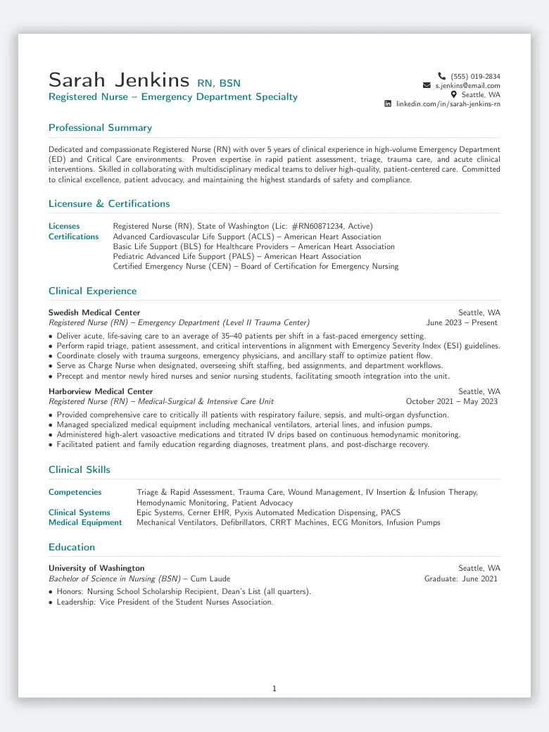 Nurse / Medical Resume preview