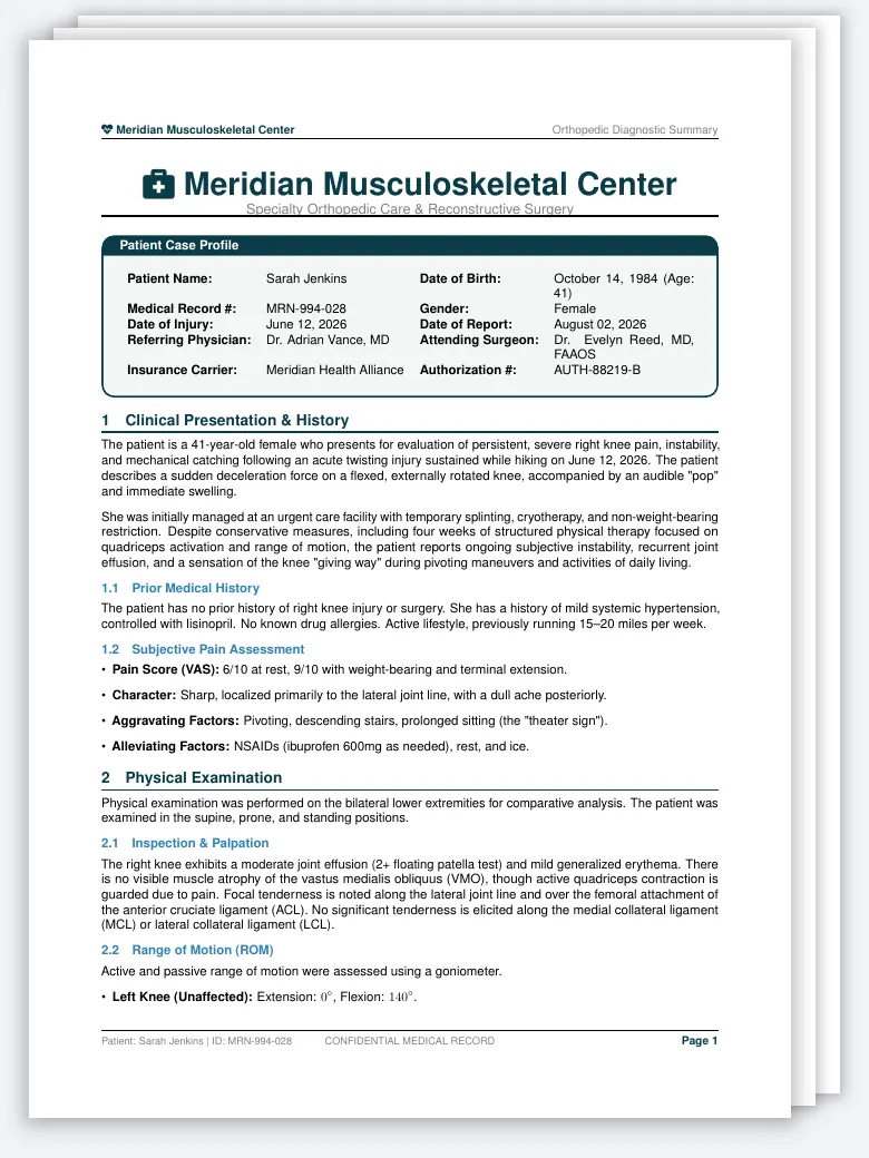 Orthopedic Diagnostic Summary preview