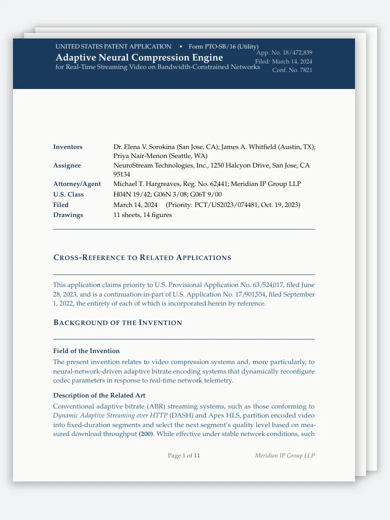 Patent Specification (USPTO) preview