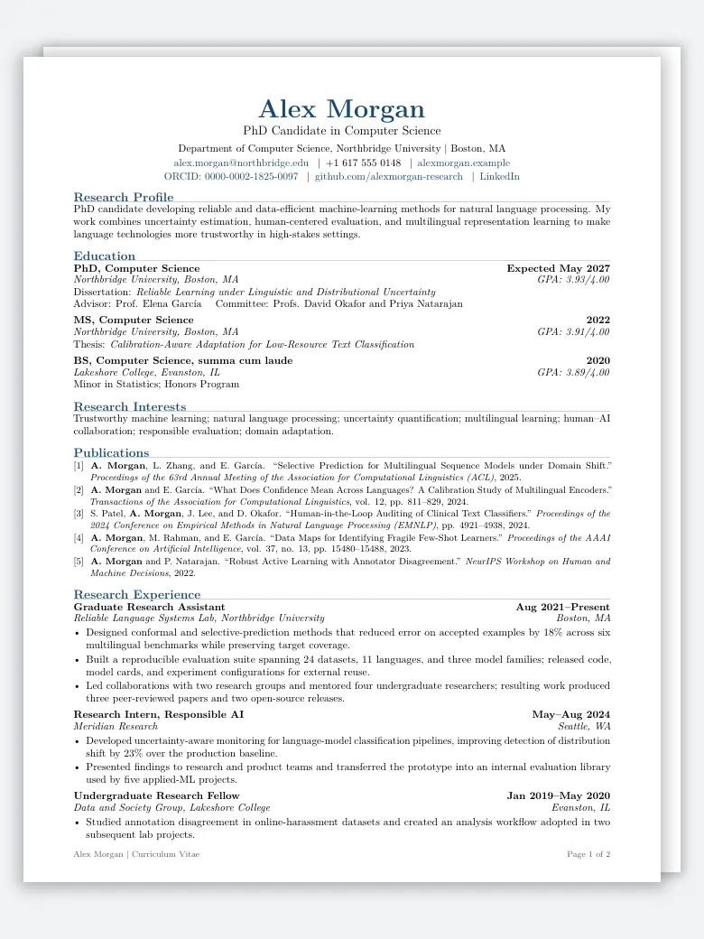 PhD Candidate CV preview