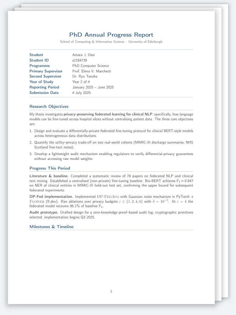 PhD Progress Report preview