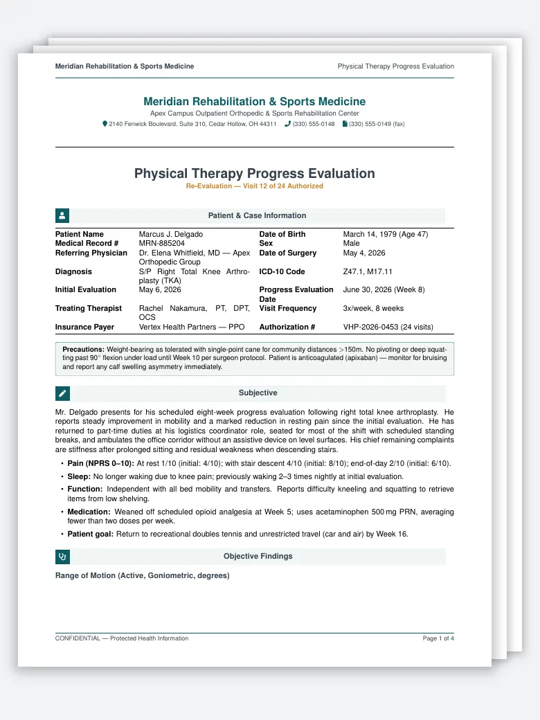 Physical Therapy Progress Evaluation preview