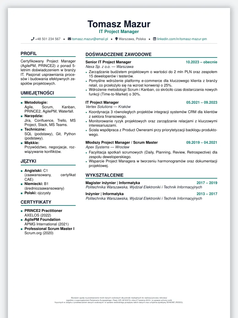Polish Zyciorys CV preview