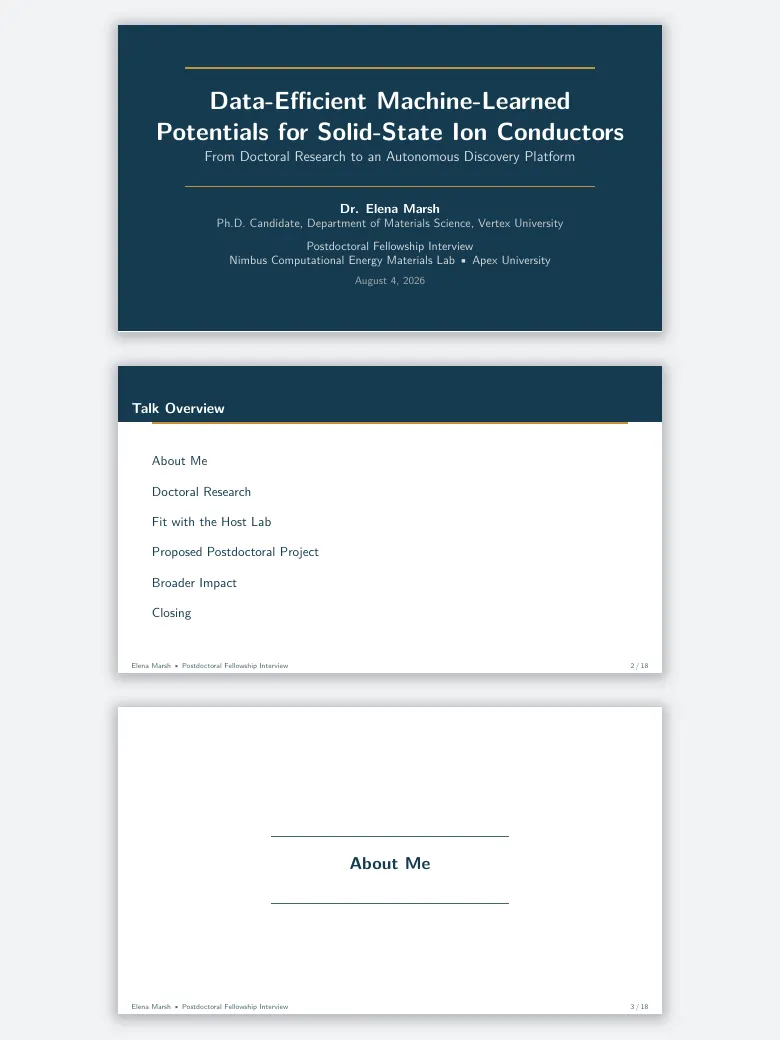 Postdoctoral Fellowship Interview Presentation preview
