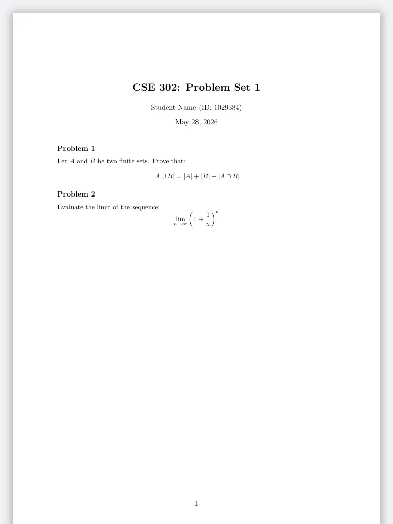 Problem Set Template preview