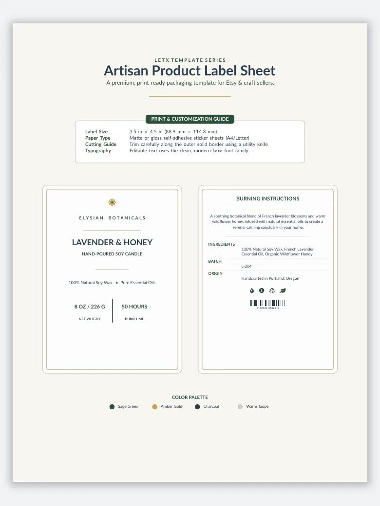 Product Label preview