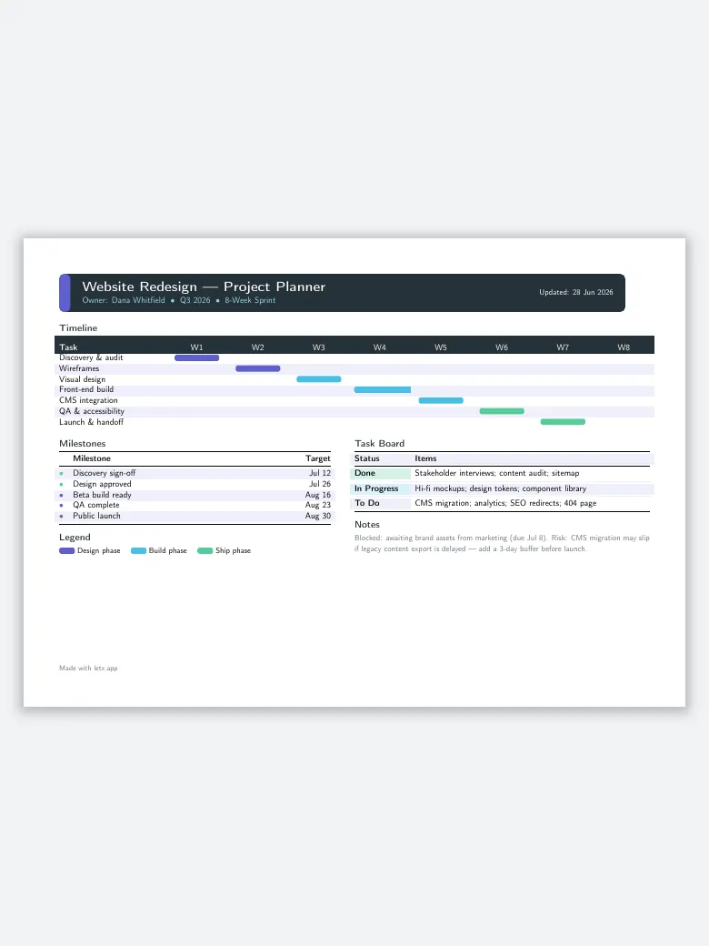 Project Planner preview