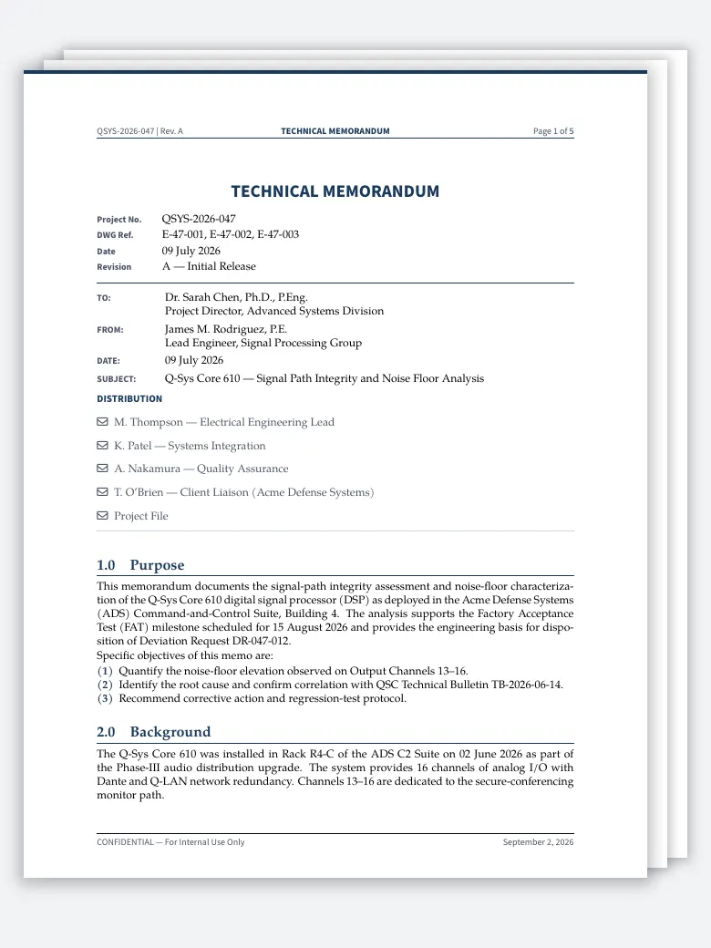 Q-Sys Technical Memo preview
