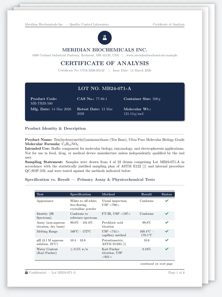 Reagent Certificate of Analysis preview