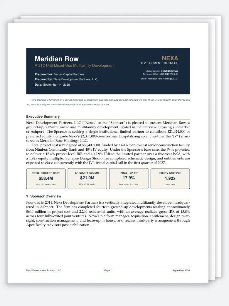 Real Estate Joint Venture (JV) Proposal preview