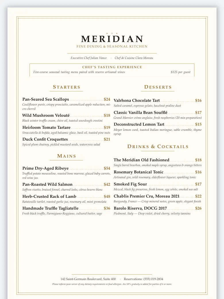 Elegant Restaurant Menu preview