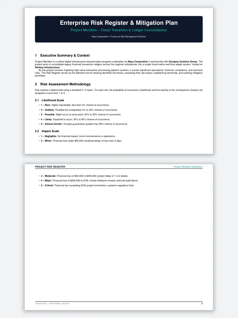 Project Risk Register preview