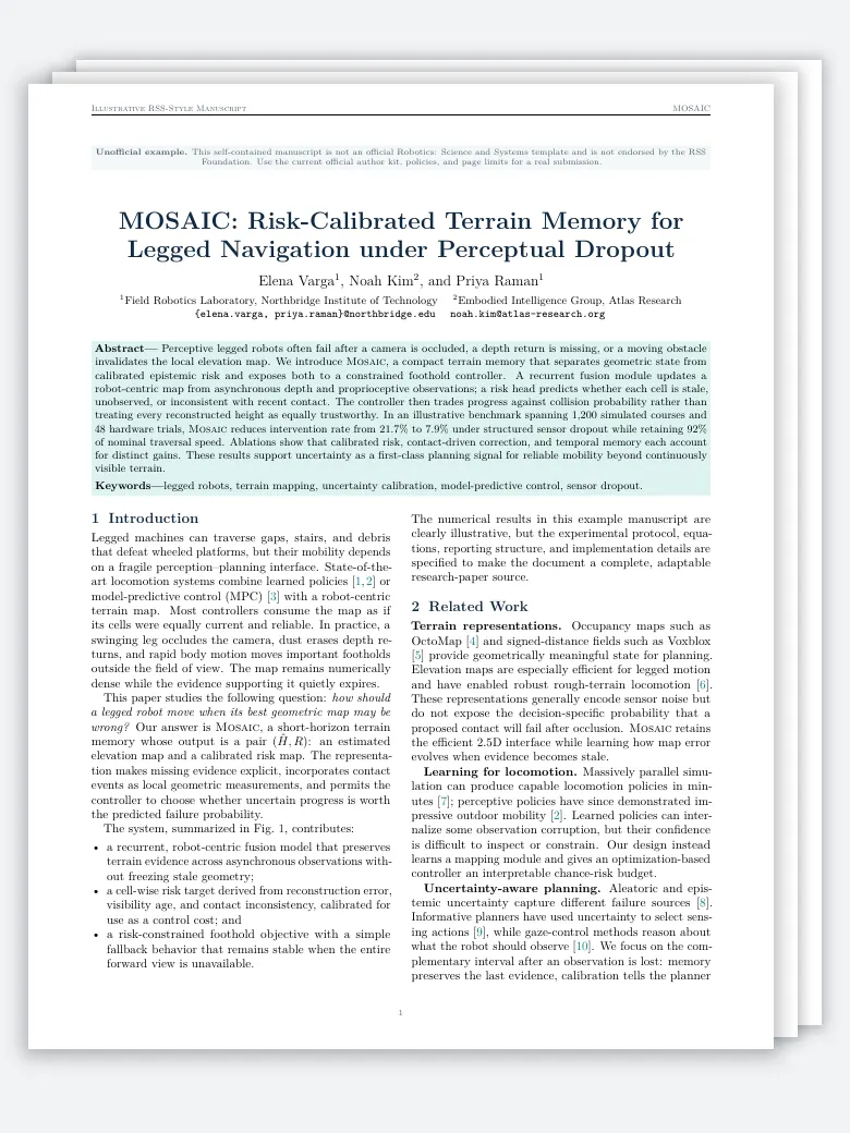 Robotics Science and Systems Paper preview