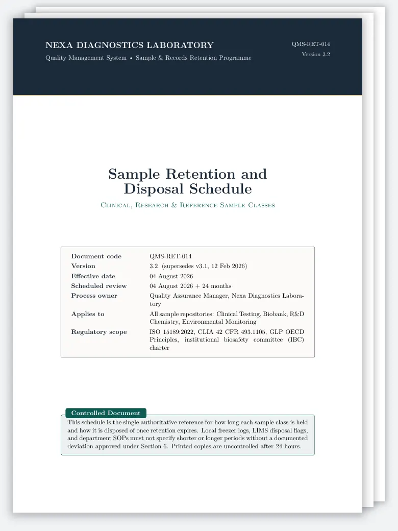 Sample Retention and Disposal Schedule preview