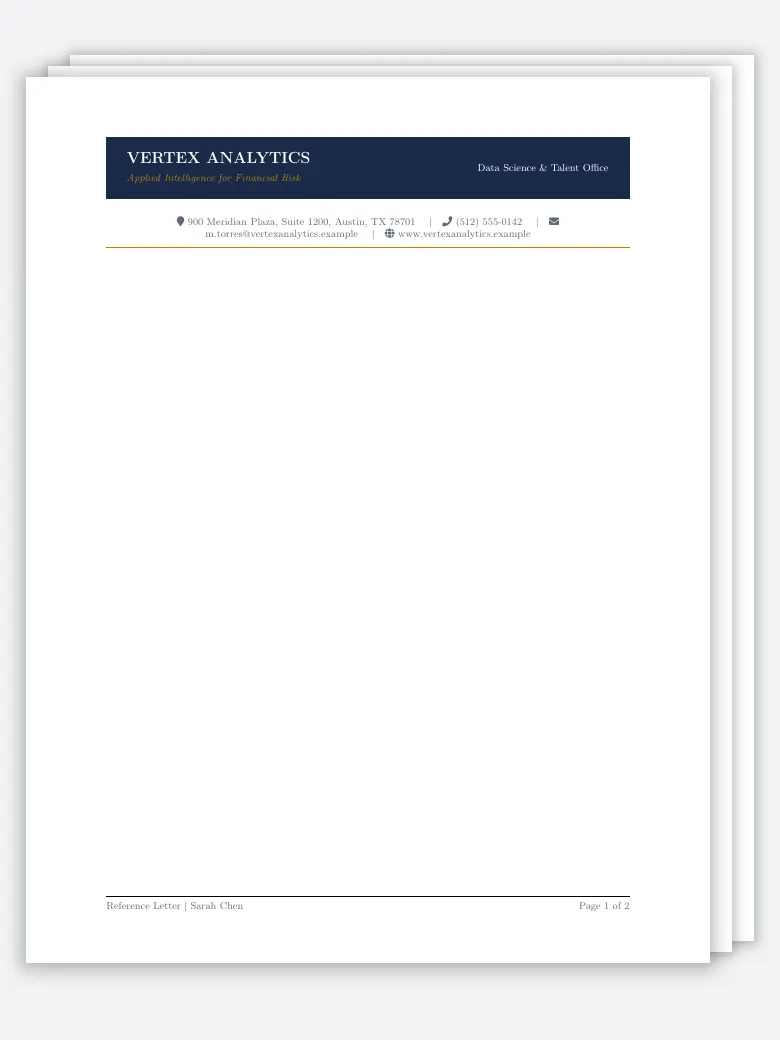Standard US Formal Reference Letter preview