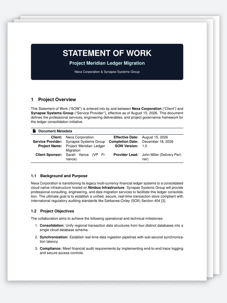 Statement of Work (SOW) preview