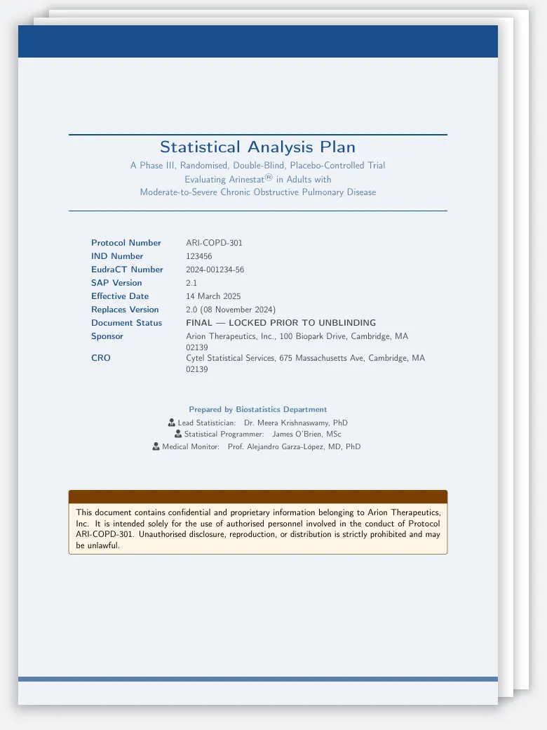 Statistical Analysis Plan (SAP) preview