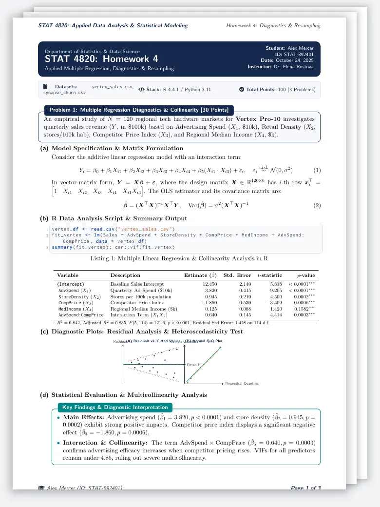 Statistics Data Analysis Homework preview